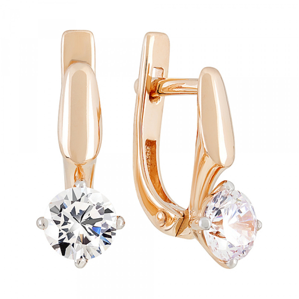 Золотые серьги с фианитом № 129791