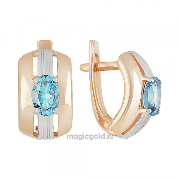 Золотые серьги с топазом № 160581