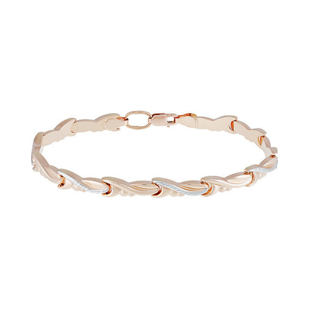 Золотой браслет без камня с алмазкой № 136853