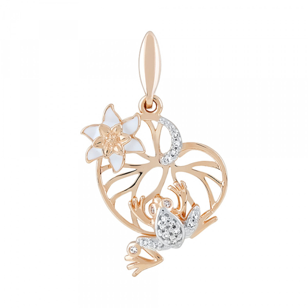 Золотая подвеска с фианитами и эмалью № 121992