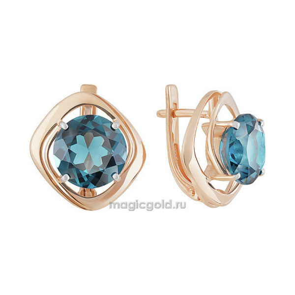 Золотые серьги с топазом № 160578