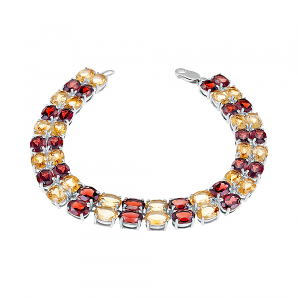 Серебряный браслет с полудраг. вставками № 123878