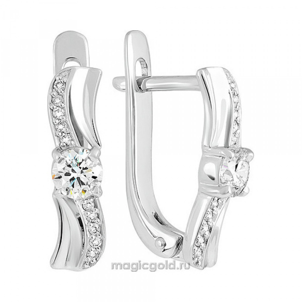 Золотые серьги с бриллиантом № 129671