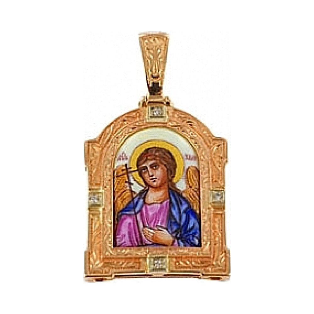 Икона с бриллиантом и эмалью "Ангель Хранитель" № 8965