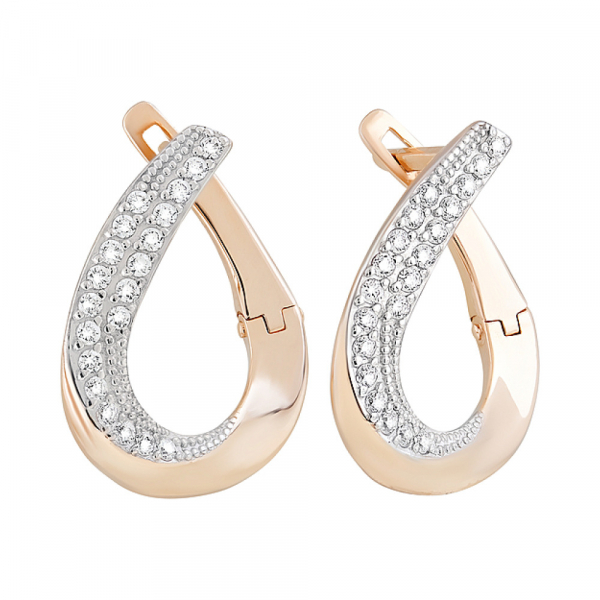 Золотые серьги с фианитами № 126749