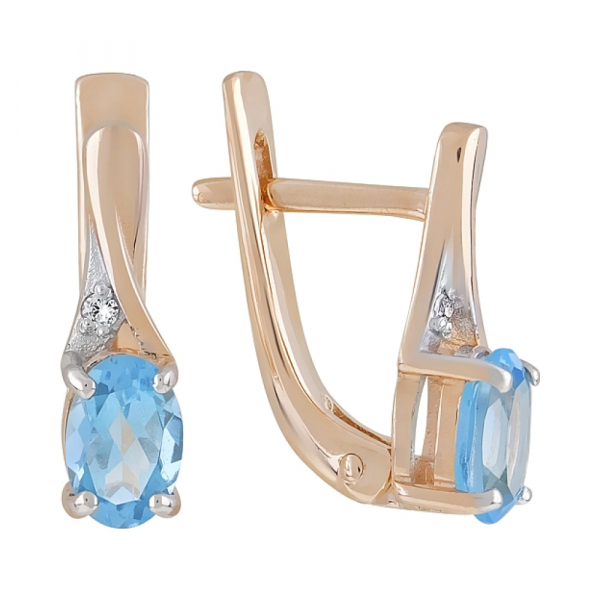 Золотые серьги с топазом и фианитом № 120998