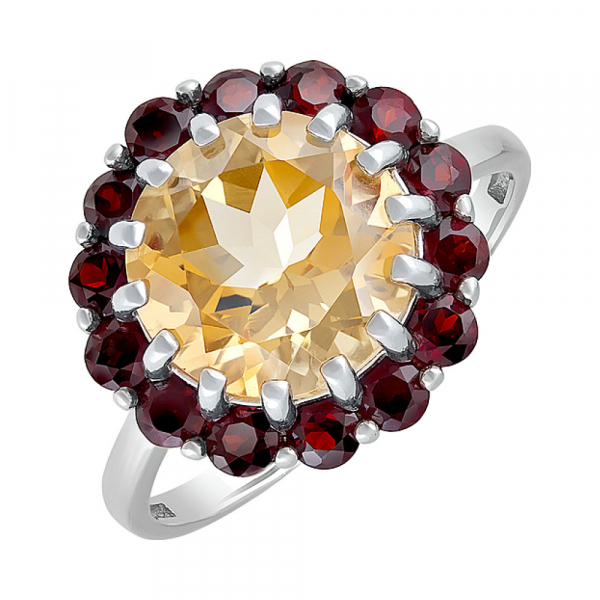 Серебряное кольцо с полудрагоценными вставками № 129840