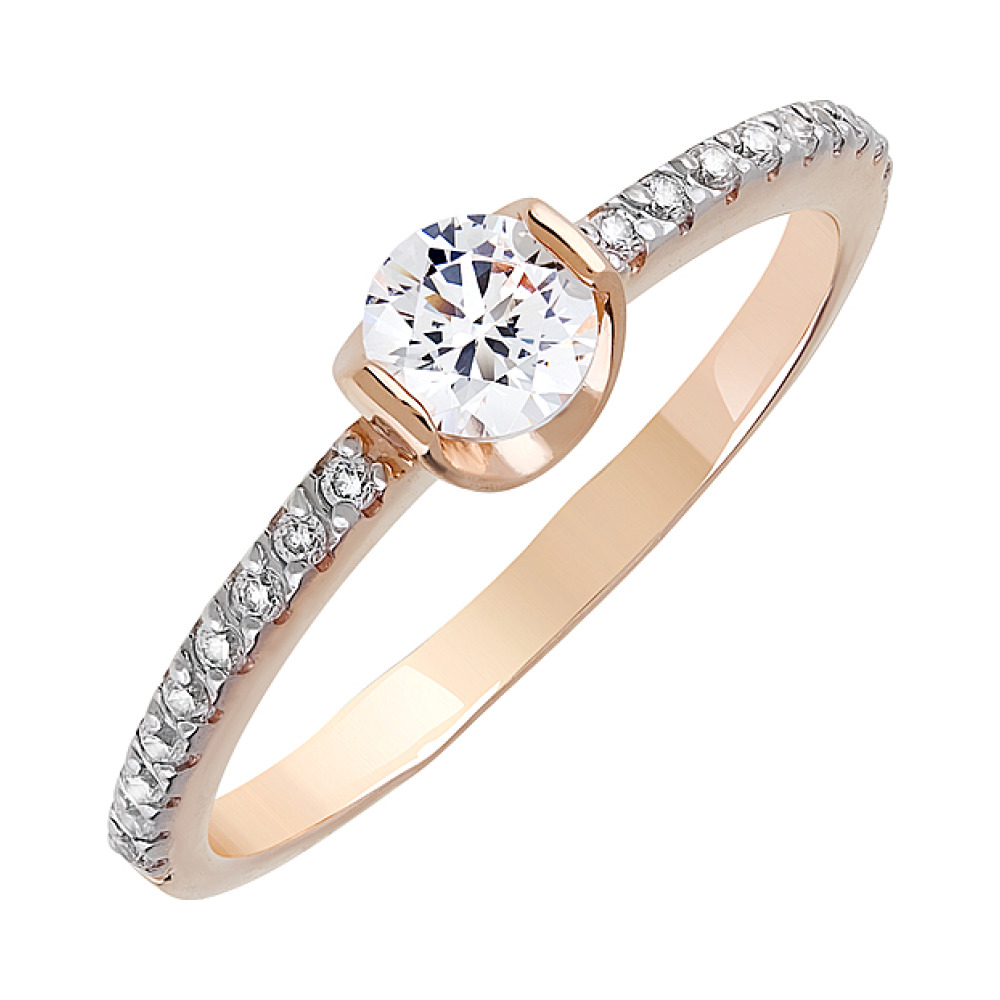 Золотое кольцо с кристаллами swarovski № 128440