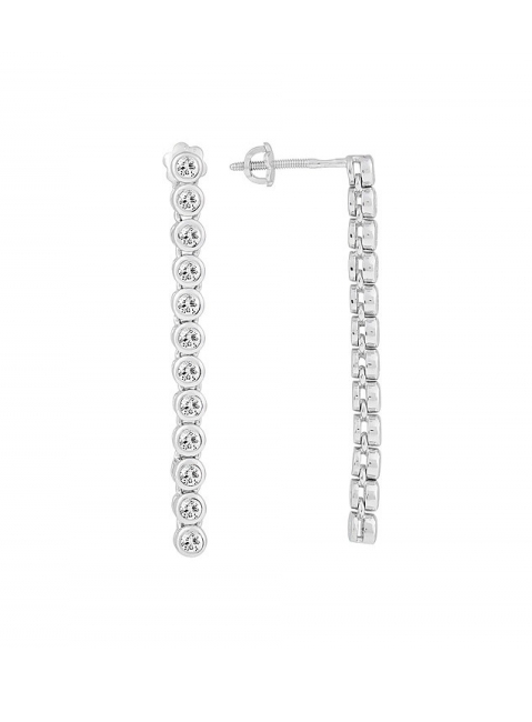 Серебряные серьги с фианитом № 108541