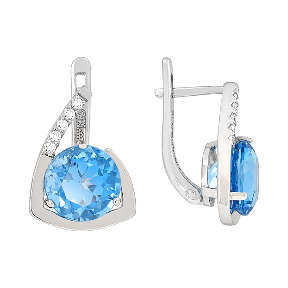 Золотые серьги с топазом и фианитом № 86199