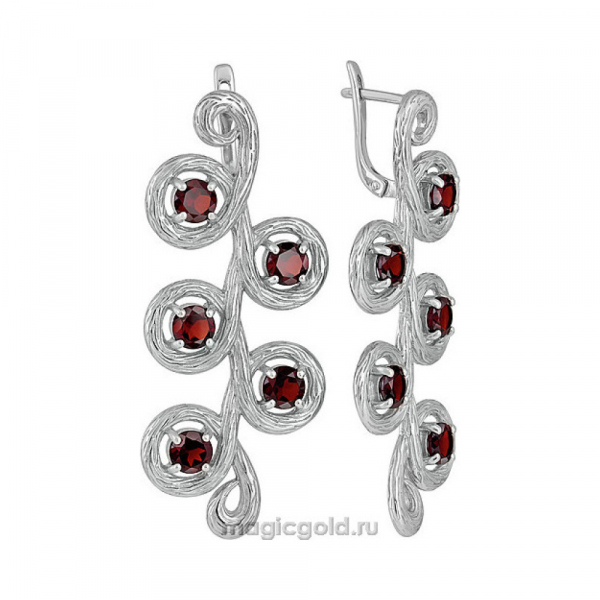Серебряные серьги с гранатом № 134790