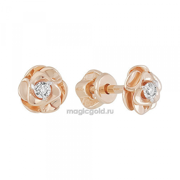 Пуссеты с фианитом № 156398