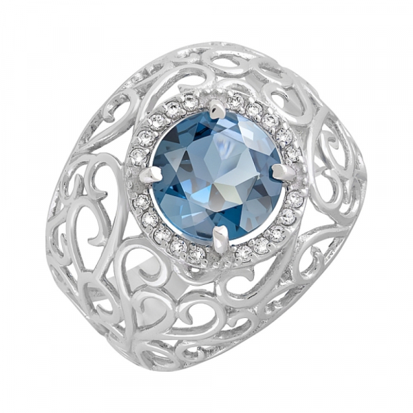 Золотое кольцо с топазом и фианитом № 120291