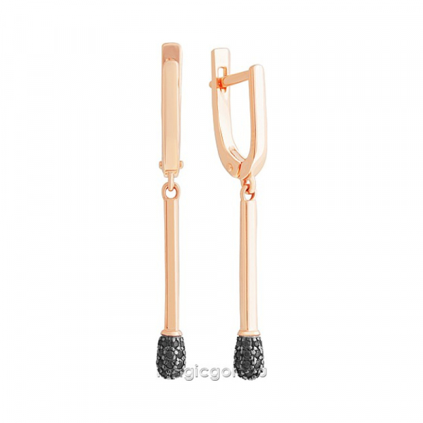 Золотые серьги с фианитом № 172134