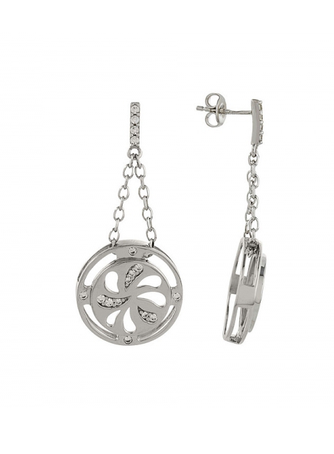 Серебряные серьги с фианитом № 82887