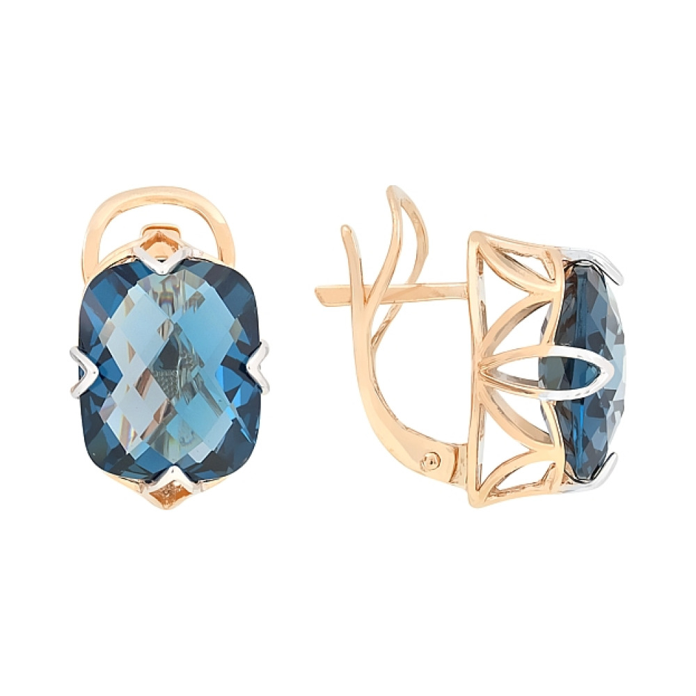 Золотые серьги с топазом № 111240