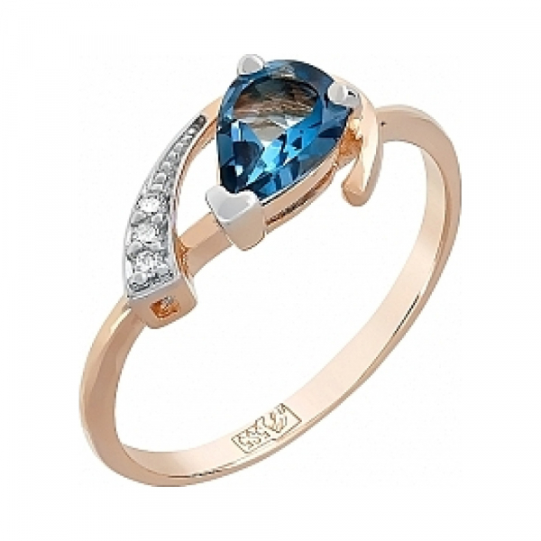 Золотое кольцо с топазом и фианитом № 115497