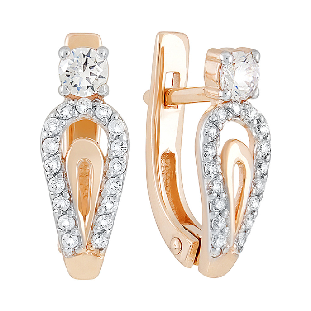 Золотые серьги с фианитом № 129792