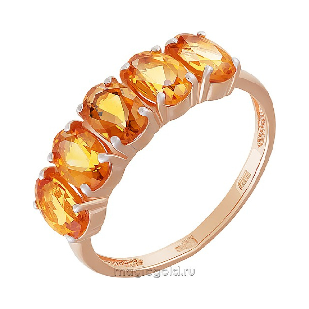 Золотое кольцо с цитрином № 113176
