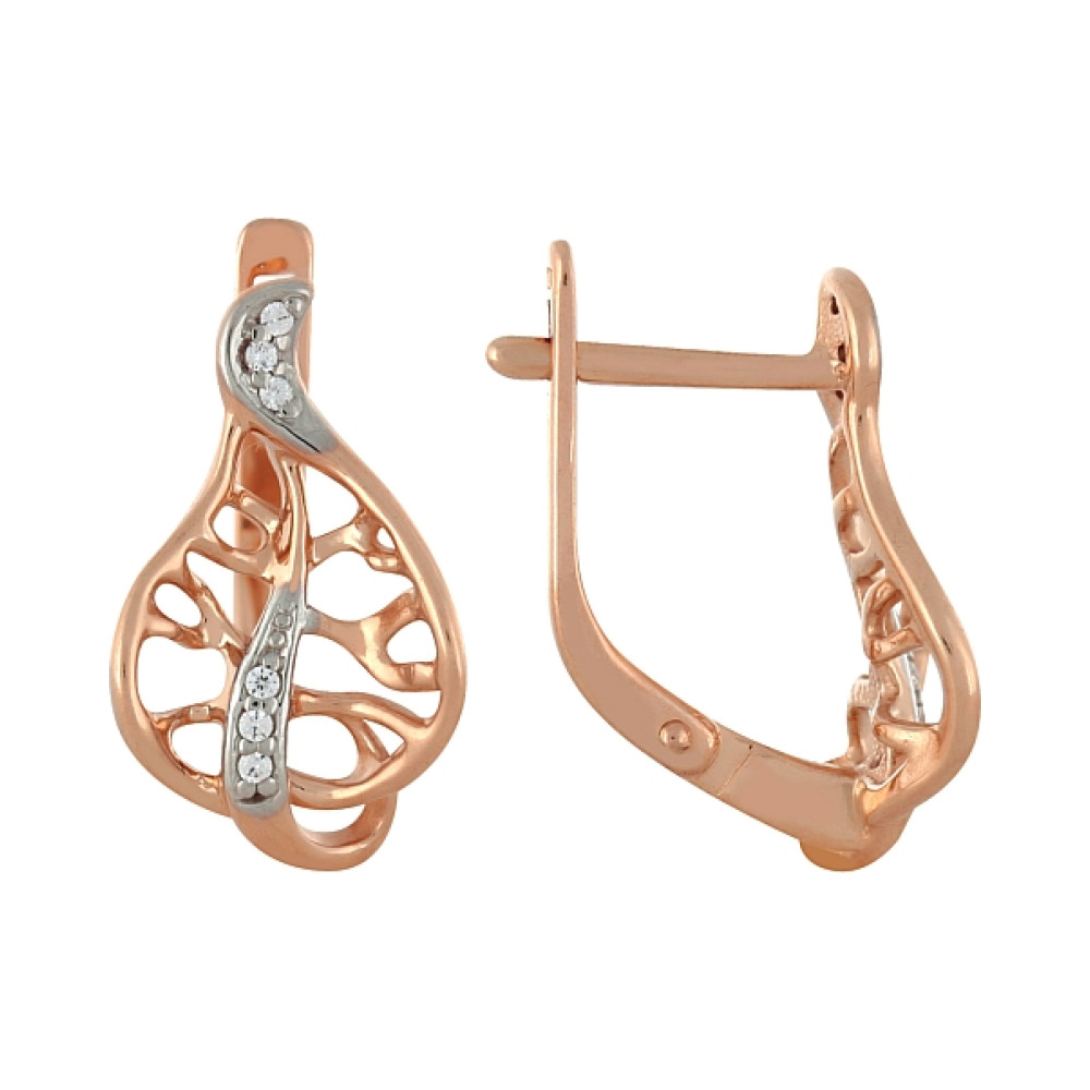 Золотые серьги с фианитами № 100486