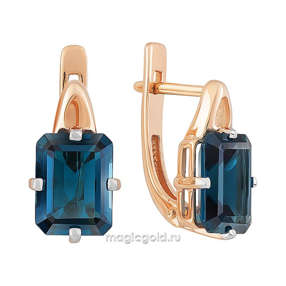 Золотые серьги с топазом № 164356