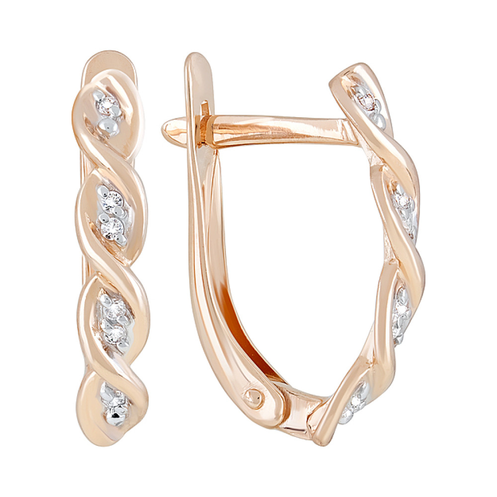 Золотые серьги с фианитами № 122268