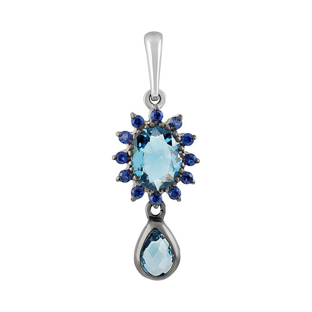 Серебряная подвеска с алпанитом и фианитом черн.покр № 135343