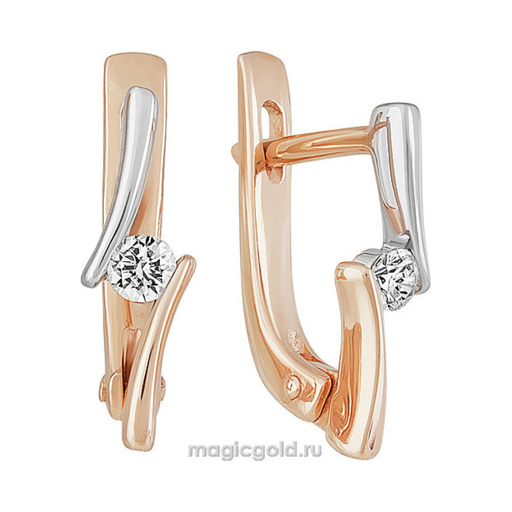Золотые серьги с бриллиантом № 117000