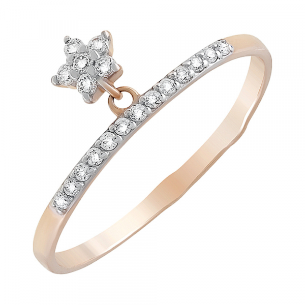 Золотое кольцо с фианитами № 126686