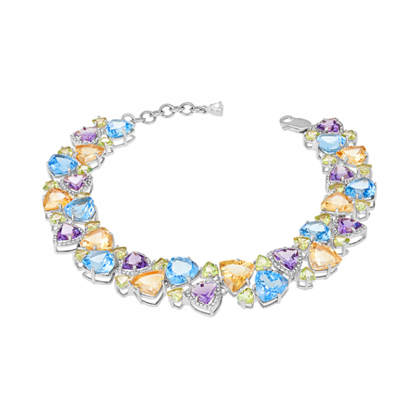 Серебряный браслет с полудраг. вставками и фианитом № 126261