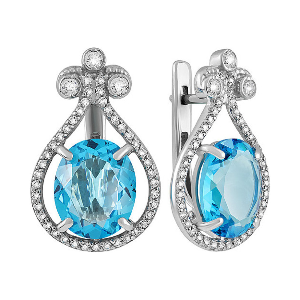 Серебряные серьги с алпанитом и фианитом № 133321