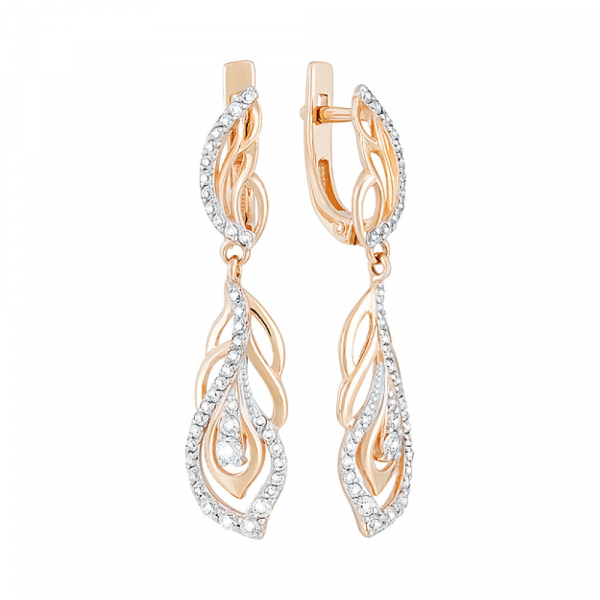 Золотые серьги с фианитом № 129795