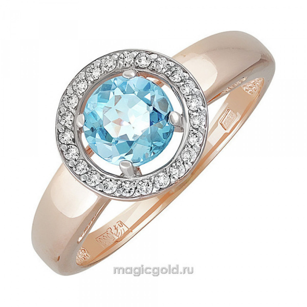 Золотое кольцо с топазом и фианитом № 139730