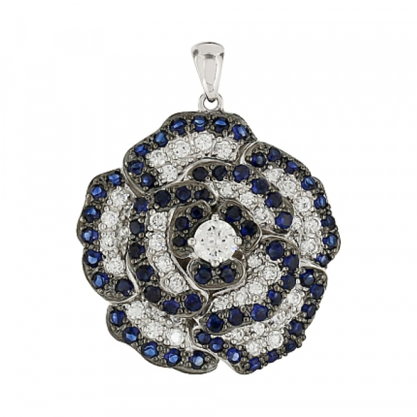 Серебряная подвеска с имитац. корунда  и фианитом № 80508