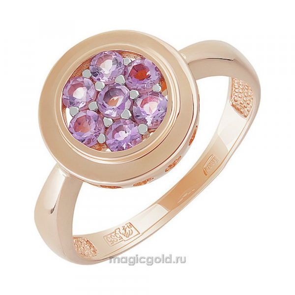 Золотое кольцо с аметистом № 141347