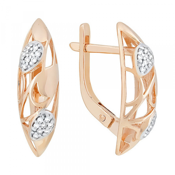 Золотые серьги с фианитом № 118024