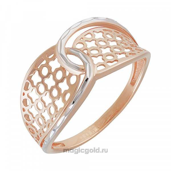 Золотое кольцо без камня с алмазкой № 160776