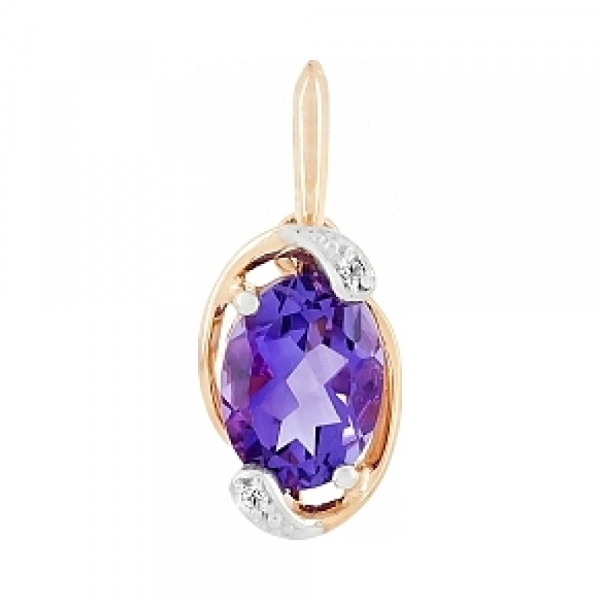 Золотая подвеска с аметистом и фианитом № 107281