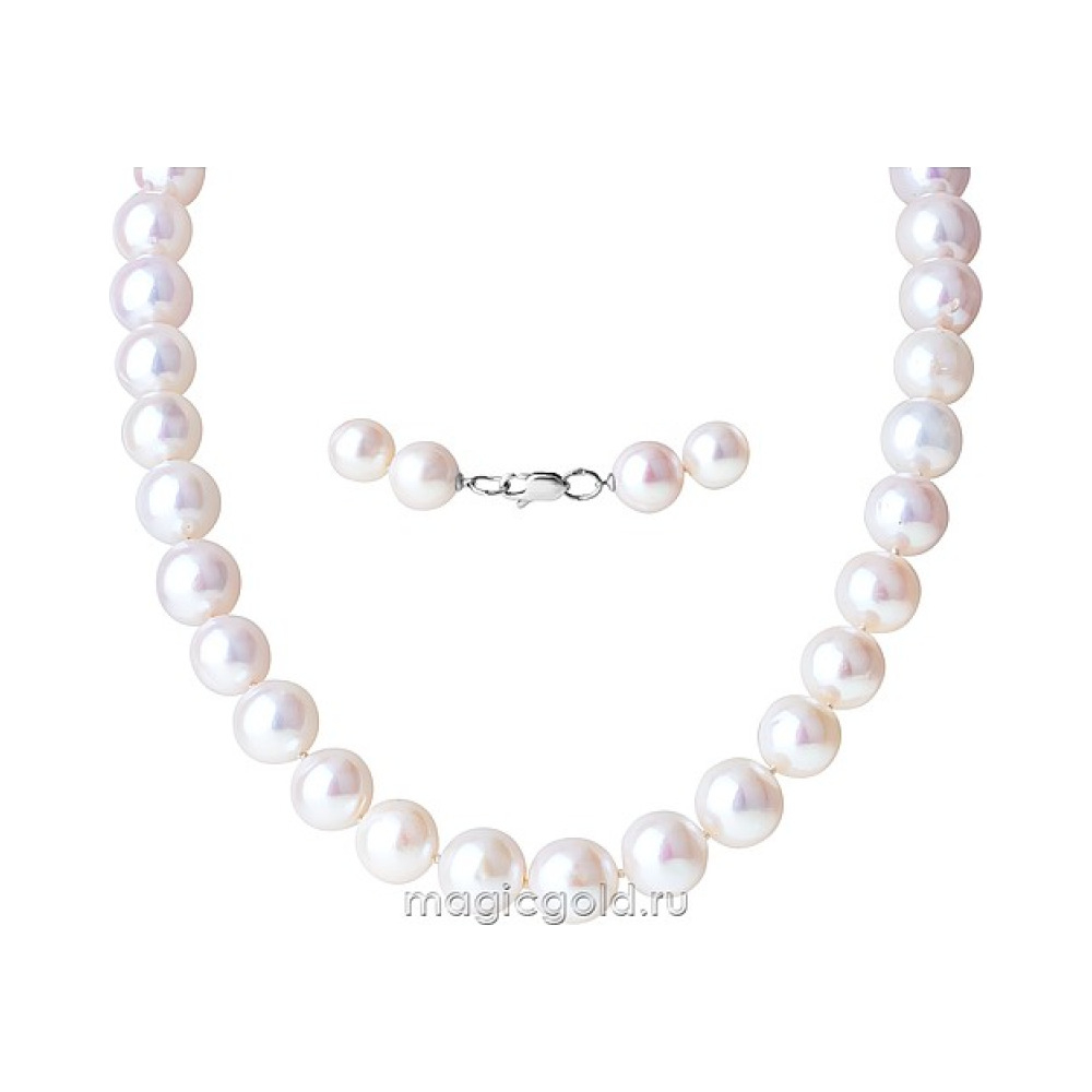 Серебряное колье с жемчугом № 132857