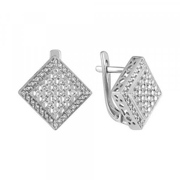 Золотые серьги с бриллиантом № 137750