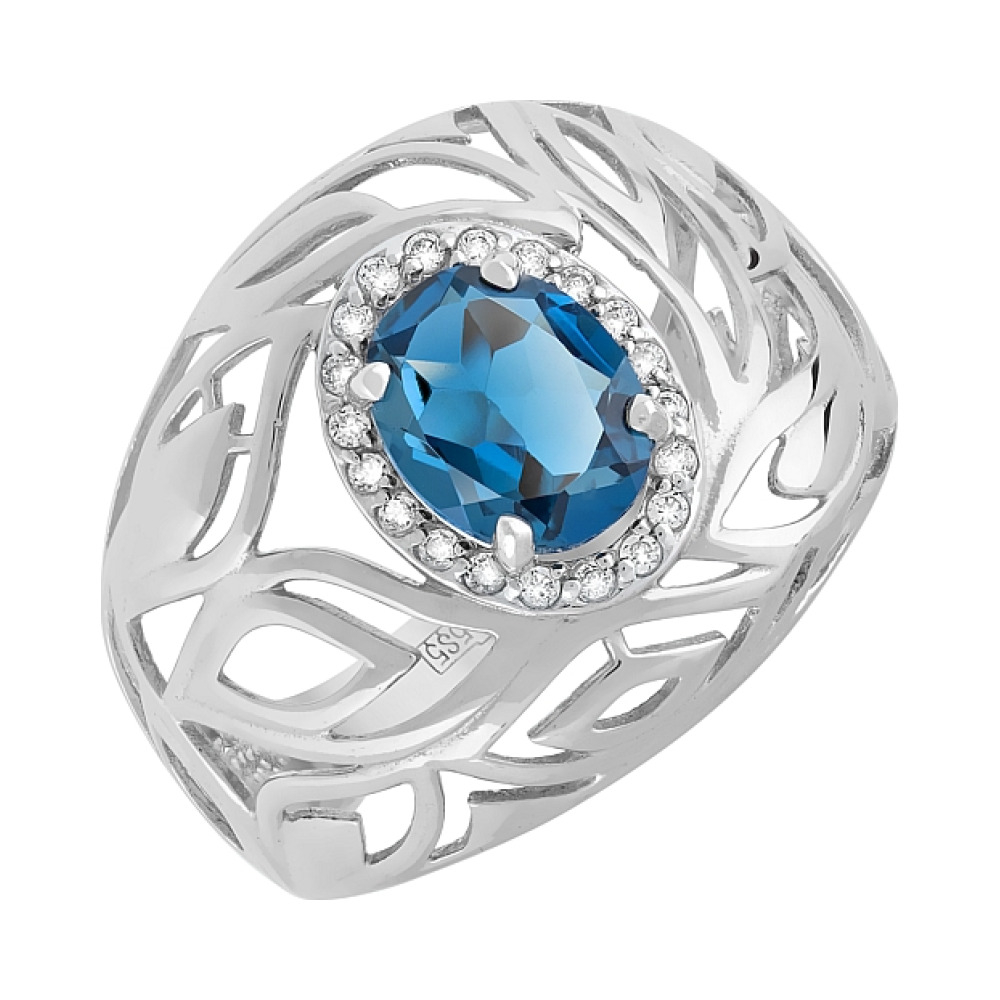 Золотое кольцо с топазом и фианитом № 119948