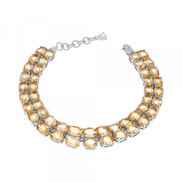 Серебряный браслет с цитрином и фианитом № 124217