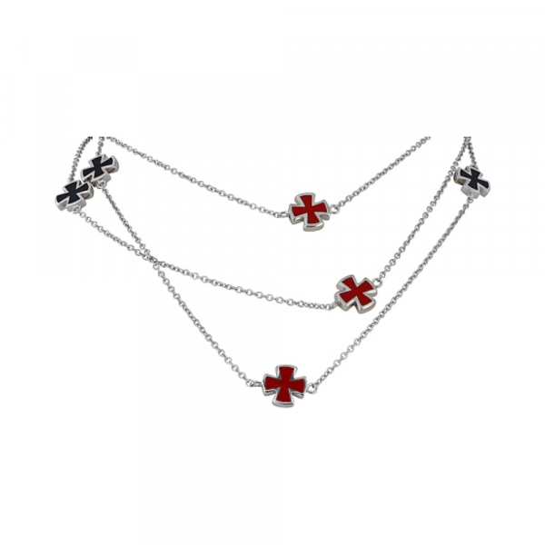 Серебряное колье с каучуком № 106711