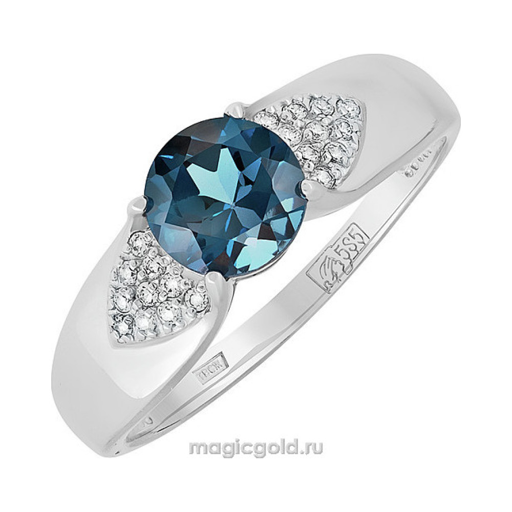 Золотое кольцо с топазом и фианитом № 138122