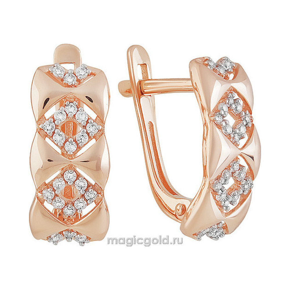 Золотые серьги с фианитом № 160793