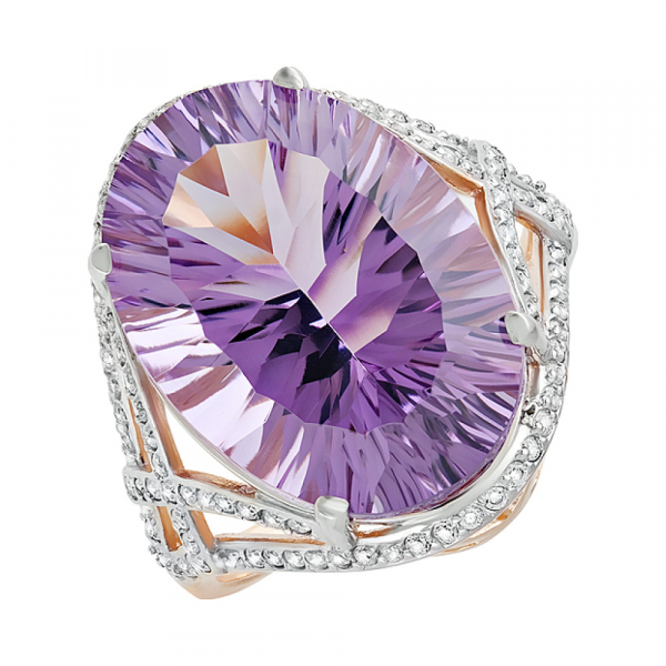 Золотое кольцо с аметистом и фианитом № 128467