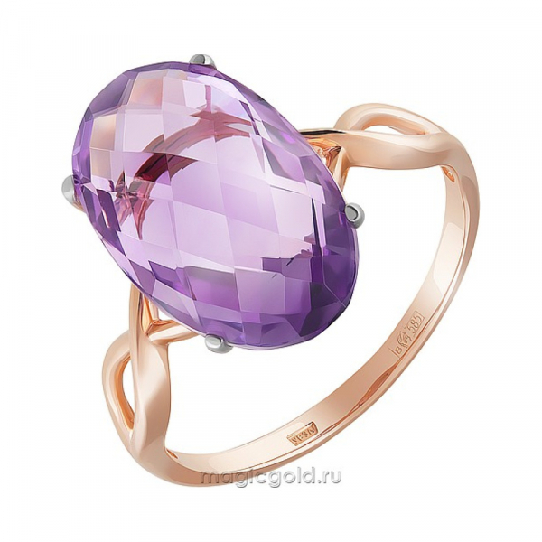 Золотое кольцо с аметистом № 162126