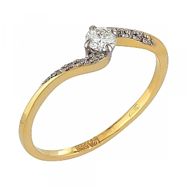 Золотое кольцо с бриллиантом № 103190