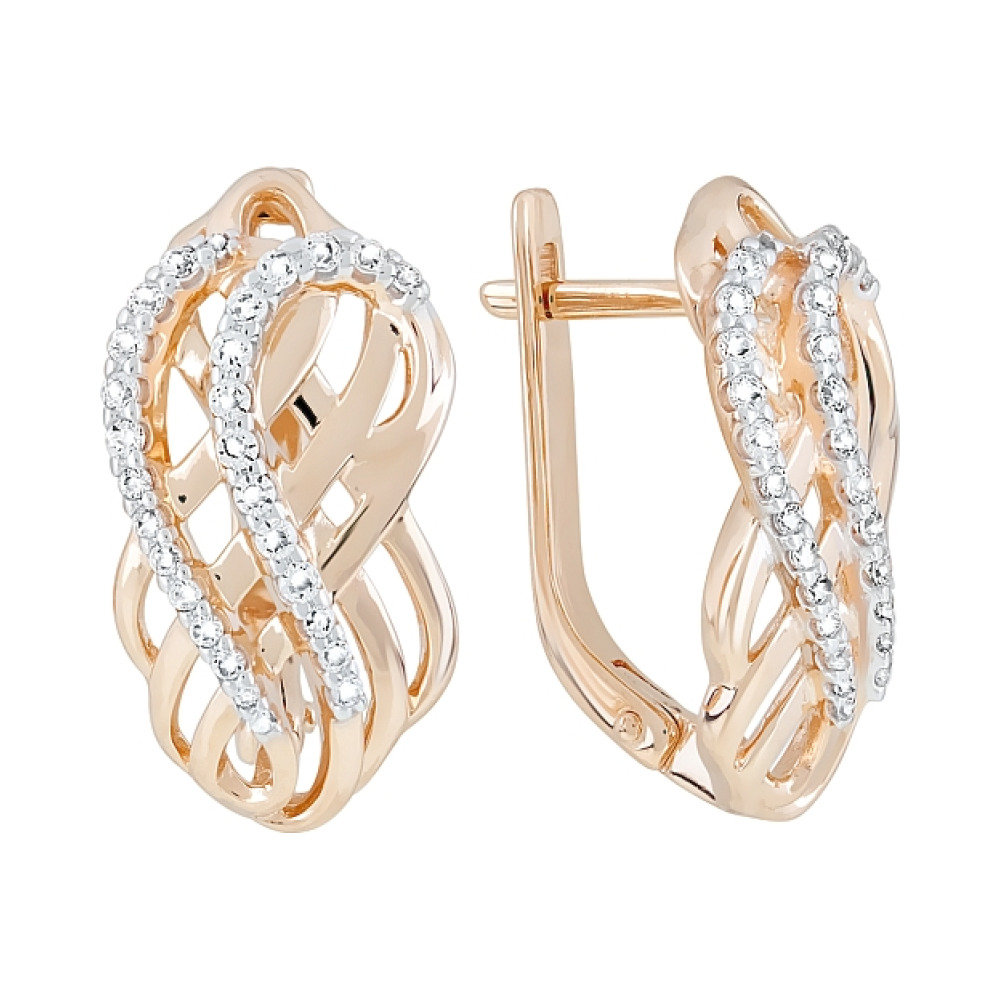 Золотые серьги с фианитами № 121962