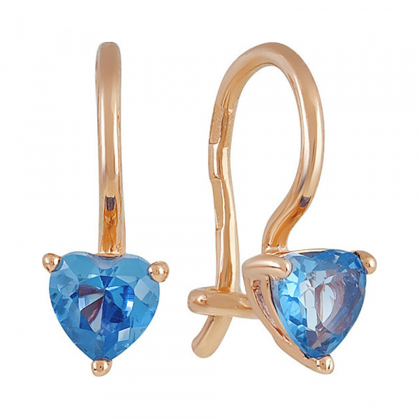 Золотые серьги с фианитом № 137408